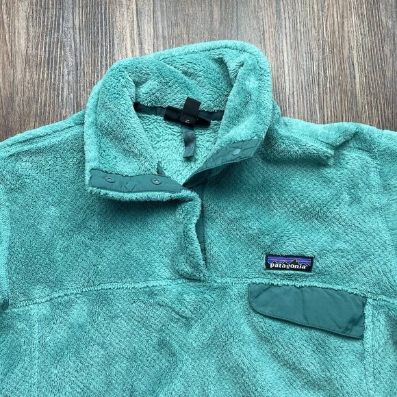 Patagonia Retool Snap-T Pullover Green Teal Fleece Cozy Warm Women’s Large - Picture 3 of 6